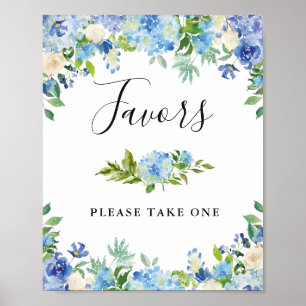 Poster Símbolo de Favor de Casamento Floral Blue Hydrang