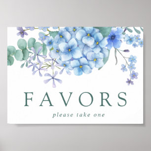 Poster Símbolo de Favor de Casamento Floral de Hydrangea