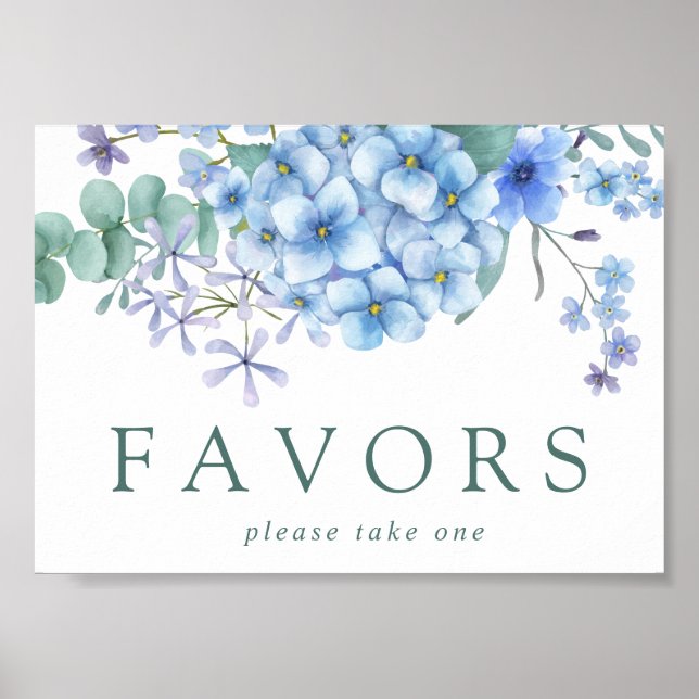 Poster Símbolo de Favor de Casamento Floral de Hydrangea  (Frente)