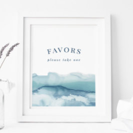 Poster Símbolo de Favoritos do Oceano Azul Moderno