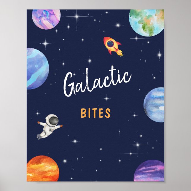 Poster Símbolo de Festa de aniversário do Tema Espacial d (Frente)