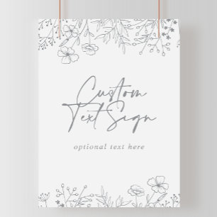 Poster Símbolo de flor selvagem neutro de caligrafia de t