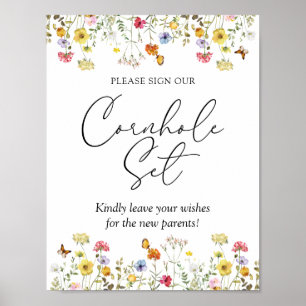 Poster Símbolo de Flor Selvagem Sinal de Chá de fraldas d