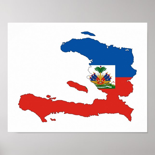 Pôster símbolo de forma do mapa de bandeira do país haiti (Frente)