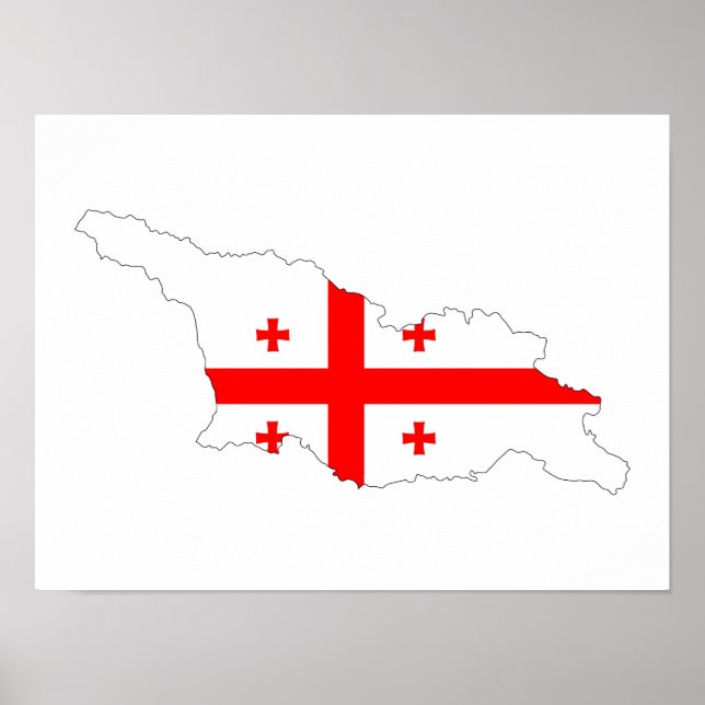 Poster símbolo de forma do mapa de bandeira georgiana cou (Frente)