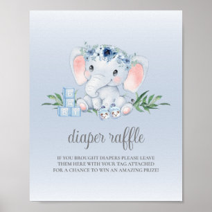 Poster Símbolo de Fralda de Chá de fraldas do Elefante Bl