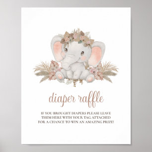 Poster Símbolo de Fralda de Elefante Bonito Boho