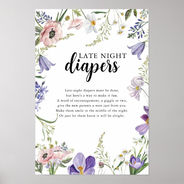 Poster Símbolo de Fraldas Noturnas Tardias de Chá de fral (Frente)