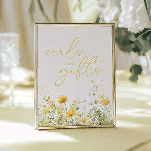 Poster Símbolo de Gráficos e Presentes de Flor Amarelo em