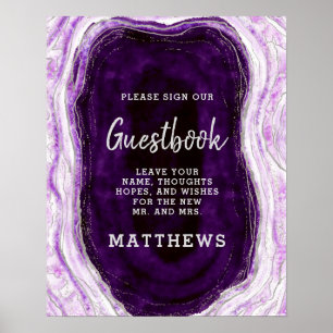 Poster Símbolo de Guestbook Ameyst Purple & Silver Geode