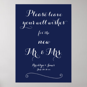 Poster Símbolo de Guestbook Azul-Marinho Elegante
