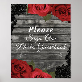 Poster Símbolo de Guestbook de Casamento de Loco Negro Ru