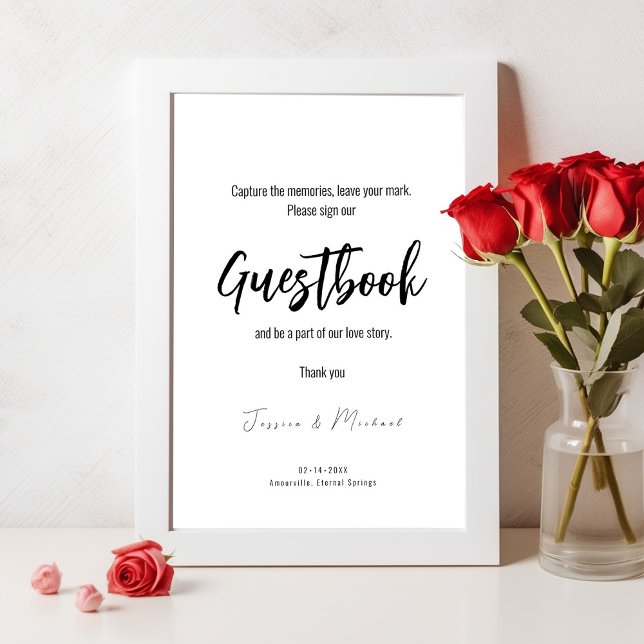 Poster Símbolo de Guestbook de Casamento Elegante Minimal (Wedding guestbook poster  fully customizable from The Elegance Collection. )