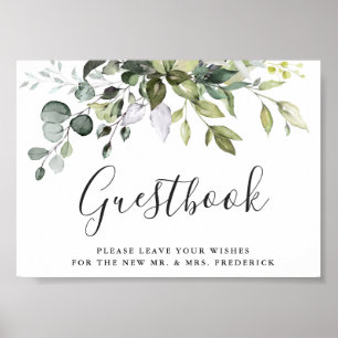 Poster Símbolo de Guestbook de Casamento Eucalyptus Water