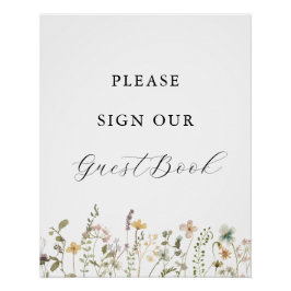Pôster Símbolo de Guestbook de Chá de fraldas de Flores S