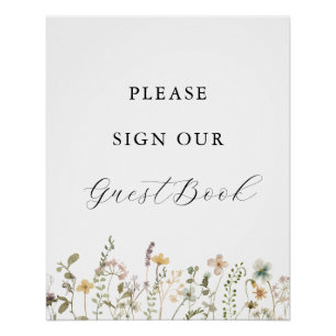 Pôster Símbolo de Guestbook de Chá de fraldas de Flores S