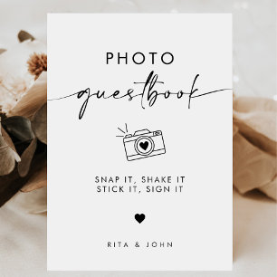 Poster Símbolo de Guestbook de Foto de Casamento Chic Mod