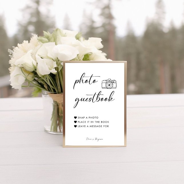Poster Símbolo de Guestbook de Foto de Casamento Elegante (Criador carregado)