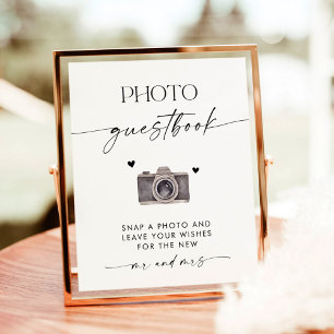 Poster Símbolo de Guestbook de Foto de Casamento Minimali