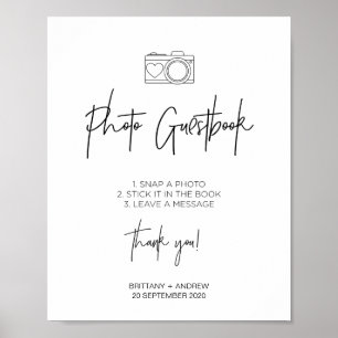 Poster Símbolo de Guestbook de Foto de Casamento Preto e 