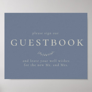 Poster Símbolo de Guestbook Dusty Blue Leaves e Berries