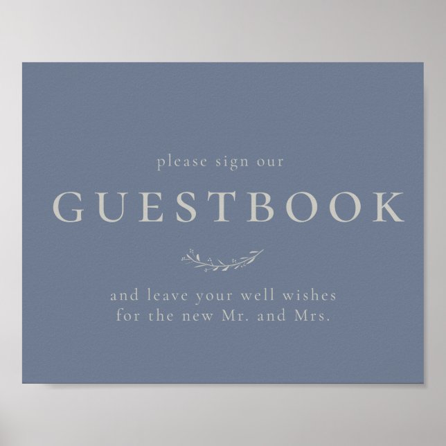 Poster Símbolo de Guestbook Dusty Blue Leaves e Berries (Frente)