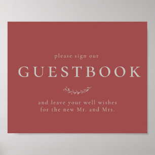 Poster Símbolo de Guestbook Dusty Red Leaves e Berries