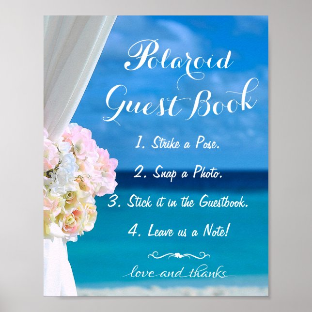 Poster Símbolo de Guestbook Elegante Floral Ocean Beach S (Frente)