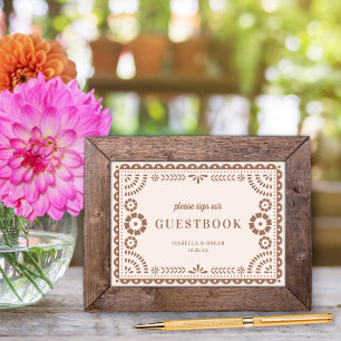 Poster Símbolo de Guestbook Papel Picado Bonito Neutro