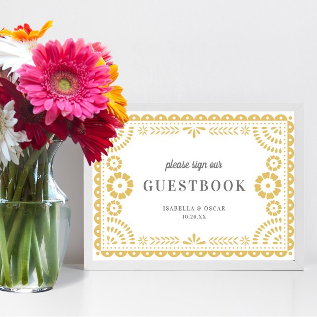 Poster Símbolo de Guestbook Papel Picado Bonito Neutro (Criador carregado)