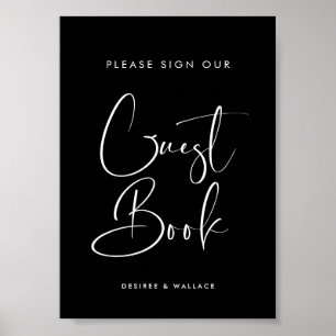 Poster Símbolo de Guestbook para casamento preto elegante