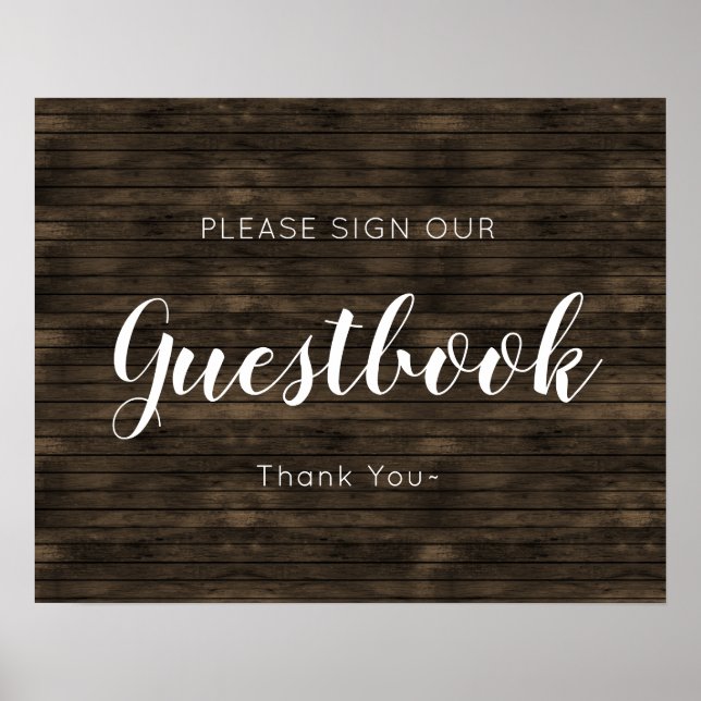 Poster Símbolo de Guestbook Rustic Barn Wood (Frente)