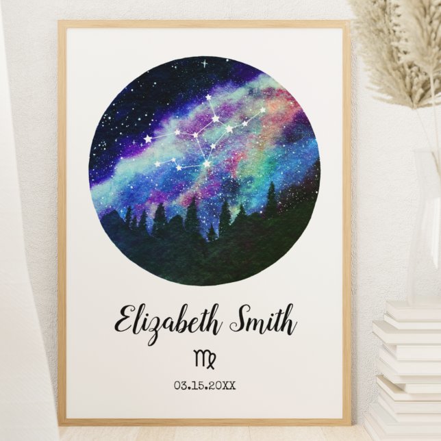 Poster Símbolo de Horóscopo de Virgem Constelação Azul Pr (Criador carregado)