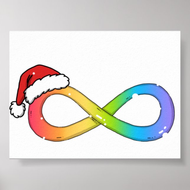 Poster Símbolo de Infinito Arco-íris Fofo Natal Alegre (Frente)