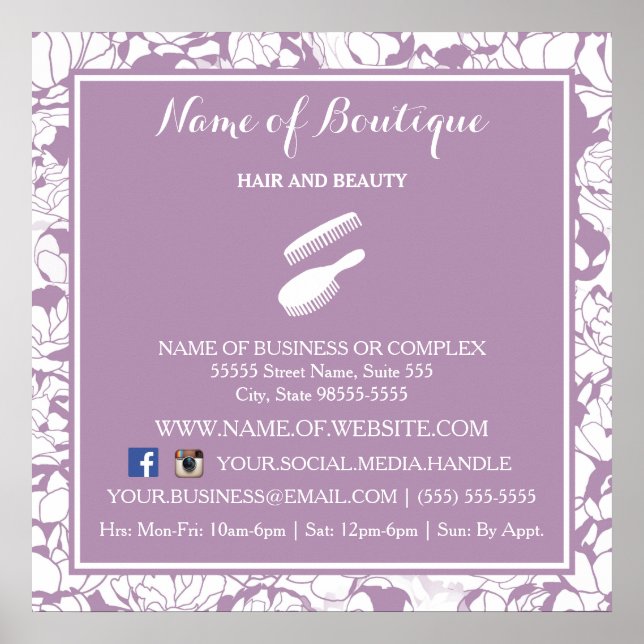 Pôster Símbolo de Informação de Girassol Floral Roxo Mode (Frente)