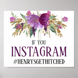 Poster Símbolo de Instagrama Dourado Ametist Roxo