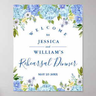 Poster Símbolo de Janto do Ensaio Floral Hydrangea Azul