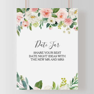 Poster Símbolo de Jar de Data Floral Elegante Verde