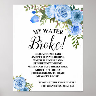 Poster Símbolo de jogo Blue My Water Broke Chá de frald