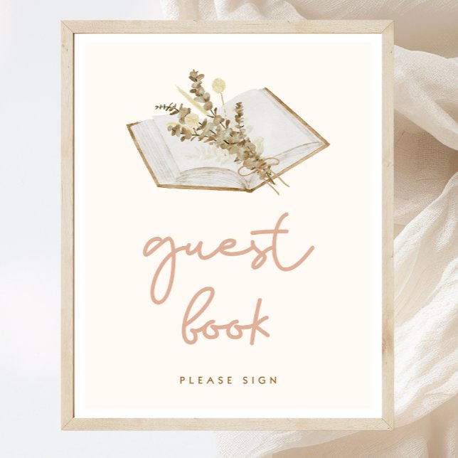 Poster Símbolo de livro convidado do Chá de fraldas Boho (Criador carregado)