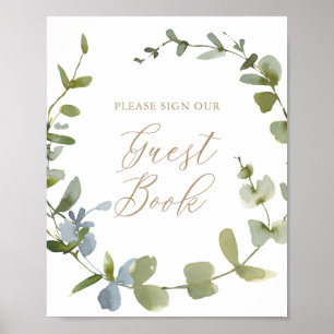 Poster Símbolo de livro convidado do Chá de fraldas Eucal