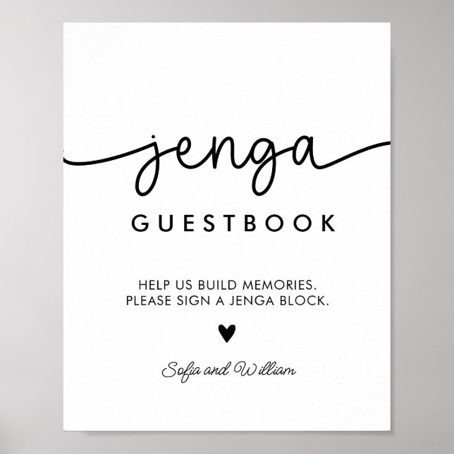 Poster Símbolo de Livro Convidado Jenga para Casamento Im (Frente)