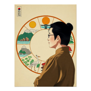 Pôster Símbolo de Longevidade Coreano - Dez Sipjangsaeng