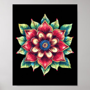 Poster Símbolo de Lótus de Ioga Boho Flor de Mandala Colo