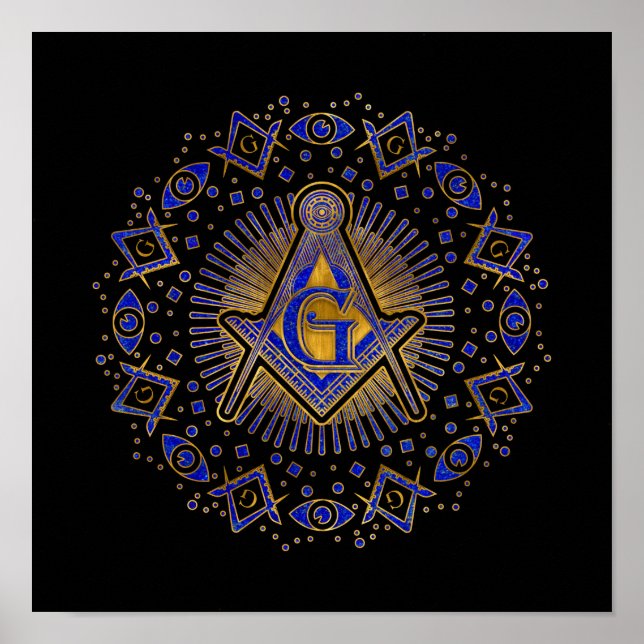Poster Símbolo de maçonaria Praça e Bússolas (Frente)