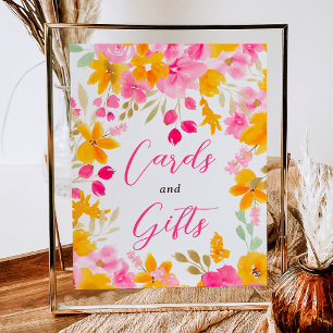 Poster Símbolo de marca de cor de água floral amarelo-chi
