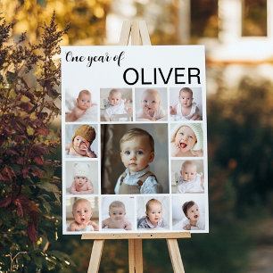 Poster Símbolo de Marco de Primeiro Ano da Foto do Bebê M