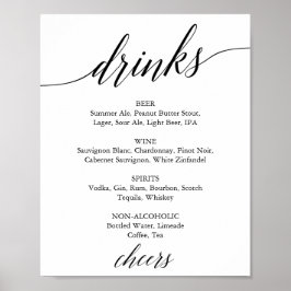 Poster Símbolo de menu Bebida de caligrafia preta elegant