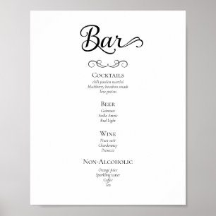 Poster Símbolo de Menu Caligrafia Script Wedding Drinks