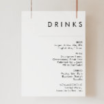 Poster Símbolo de Menu de Bebidas Casamentosas Minimalist<br><div class="desc">Este cartaz de bebida minimalista moderno é perfeito para o seu casamento clássico. Seu design simples, único e abstrato, acompanhado de um roteiro mínimo contemporâneo e de uma paleta de cores brancas e pretas dá a este produto uma sensação de luxo formal elegante enquanto permanece simplista, boêmica. Mantenha-o como está...</div>